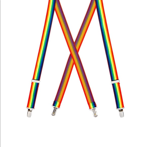 Vintage Rainbow Clip On Suspenders - Picture 2 of 5